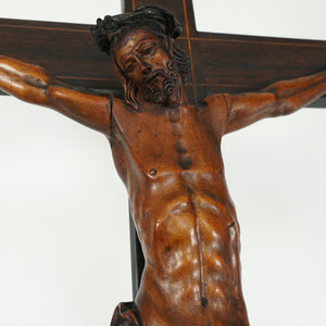 Antique Carved Wood Jesus Christ Corpus Crucifix Church Altar Piece Religious Sculpture Statue Chapel Monastery