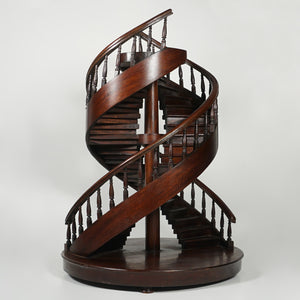 Vintage Mahogany Wood Double Spiral Staircase Architectural Model Maquette