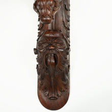 Load image into Gallery viewer, Antique Neo Gothic Carved Wood Wall Shelf, Console Bracket, Mascaron Face

