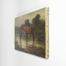 Load image into Gallery viewer, Pastoral Portrait of a Cow &amp; Calf, Signed German Oil Painting, Edmund DITTMANN
