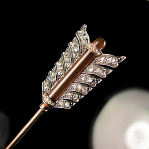 Antique French 18K Diamond Stick Pin Brooch