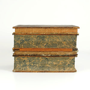Antique French Trompe l’Oeil Books Liquor Caddy Tantalus Box, Decanter Shot Glasses Mini Bar