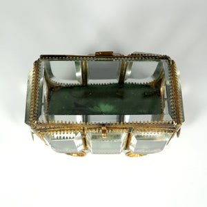 Antique Victorian Beveled Glass Jewelry Box Vitrine