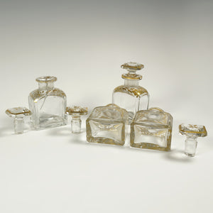 Antique French Perfume Caddy, Signed Alphonse Giroux Paris, Kingwood Box, Gilt Bronze & Hand Painted Porcelain Plaque, Baccarat Bottles