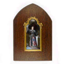 Load image into Gallery viewer, Antique French Limoges Enamel Portrait Plaque Joan of Arc, Religious Miniature Scene
