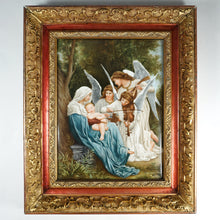 Load image into Gallery viewer, Antique French Hand Painted Porcelain Plaque Madonna &amp; Baby Jesus Miniature Portrait Religious Genre Painting, Mother &amp; Child, Angels Music
