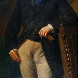 Antique Napoleon III era French Portrait of a Gentleman by Jacques Joseph Léopold Loustau (1815-1894)