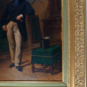 Antique Napoleon III era French Portrait of a Gentleman by Jacques Joseph Léopold Loustau (1815-1894)