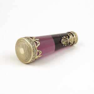 Antique French .800 Silver Mounted Amethyst Purple Glass Parasol Umbrella Handle or Dress Cane Handle