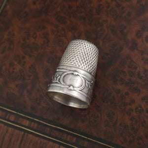Antique French Silver Sewing Thimble, Neoclassical Motif
