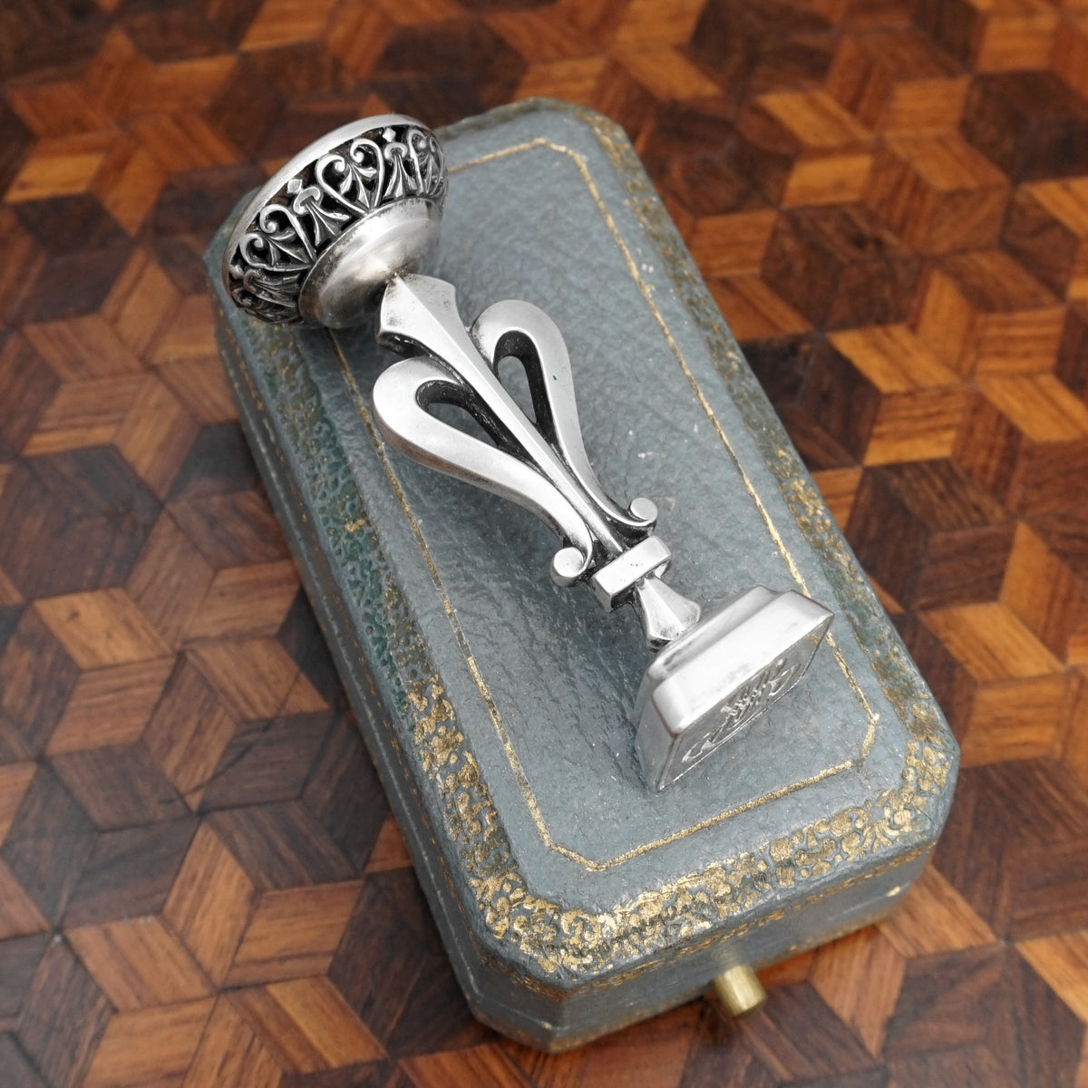 Antique French Silver Wax Seal Desk Stamp Charles Murat Fleur De Lys ...