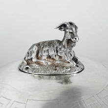 Load image into Gallery viewer, Antique French Sterling Silver &amp; Cobalt Glass Butter Dish, Beurrier, Goat Finial
