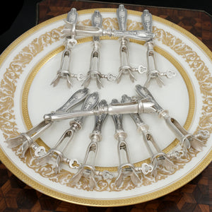 Antique French Sterling Silver PUIFORCAT Bone Holders Set, Lamb Cutlet Pork Chop