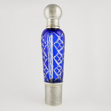 Load image into Gallery viewer, French Sterling Silver Cobalt Blue Glass Flask
