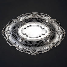 Load image into Gallery viewer, Antique French Sterling Silver Centerpiece Bowl Pierced Lattice, Florals, Footed
