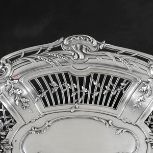 Antique French Sterling Silver Centerpiece Bowl Pierced Lattice, Florals, Footed