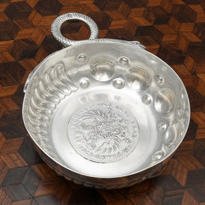 Antique French Sterling Silver Wine Taster Tastevin Sommelier Cup, 1765 Coin, Snake Handle