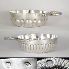 Load image into Gallery viewer, Antique French Sterling Silver Wine Taster Tastevin Sommelier Cup, 1765 Coin, Snake Handle
