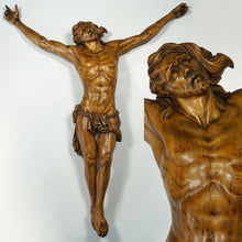 Load image into Gallery viewer, Large 24&quot; Jesus Christ Corpus Hand Carved Wood Antique Religious Altar Statue
