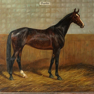 German Equestrian Portrait of a Horse Oil on Canvas Painting Wilhelm Westerop (1876-1954