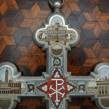 Load image into Gallery viewer, Antique Italian Micro Mosaic Crucifix Grand Tour Architectural Churches Rome Souvenir
