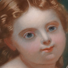 Load image into Gallery viewer, Antique Pastel Portrait Young Girl &amp; Kitten, Signed, Gilt Wood Oval Frame
