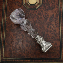Load image into Gallery viewer, Antique Victorian Rock Crystal Wax Seal, Silver Matrix, Quartz Stone Handle Desk Stamp
