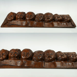 Antique Hand Carved Wood Bas-relief Wall Plaque Seven Singing Putti Choir Musical Notes Signed Carving