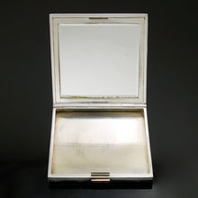 Load image into Gallery viewer, Art Deco French 18K Gold &amp; Silver Rubies Jeweled Compact Mirror, Winter Wonderland Scene
