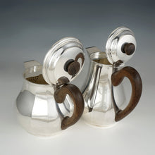 Load image into Gallery viewer, Art Deco French Sterling Silver 4pc Tea Set, Teapot &amp; Coffee Pot
