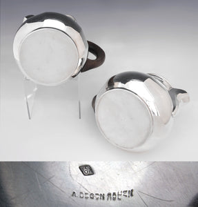 Art Deco French Sterling Silver 4pc Tea Set, Teapot & Coffee Pot