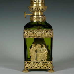 Antique Napoleon III era Baccarat crystal oil lamp French gilt bronze ormolu