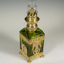Load image into Gallery viewer, Antique Napoleon III era oil lamp, French gilt bronze ormolu crystal glass
