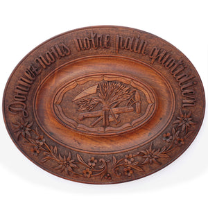 Antique Swiss Black Forest Hand Carved Wood Oval Bread Tray Platter, Emile Egger