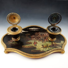 Load image into Gallery viewer, Antique French Chinoiserie Coromandel Lacquer Gilt Bronze Inkwell

