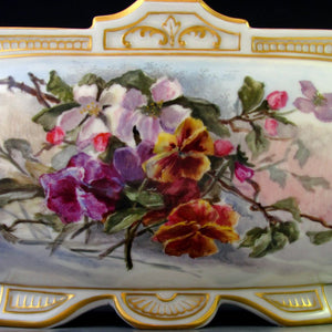 LARGE ANTIQUE FRENCH PORCELAIN JARDINIERE HAND PAINTED ROMANTIC SCENE DATED 1906