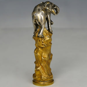 Antique French Silvered & Gilt Bronze Figural Elephant Wax Seal