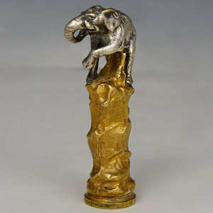Antique French Silvered & Gilt Bronze Figural Elephant Wax Seal