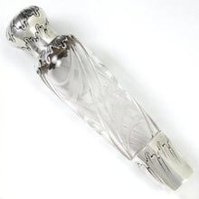 Load image into Gallery viewer, Ornate Antique Art Nouveau French Sterling Silver Liquor Flask, Cut Crystal Engraved Floral Intaglios, by Saglier Freres
