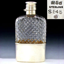 Load image into Gallery viewer, Antique GORHAM Sterling Silver Liquor / Whisky Hip Flask, Twist &amp; Lock Lid, 1888
