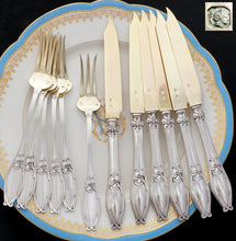 Load image into Gallery viewer, Antique French sterling silver dessert cake flatware set
