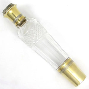 Antique French Sterling Silver Gilt Vermeil Cut Crystal Whiskey Liquor Flask, Lagriffoul & Laval