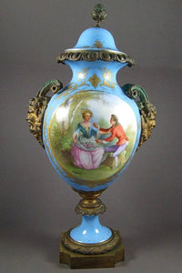Antique 19th Century French Sevres Porcelain & Ormolu Lidded Urn