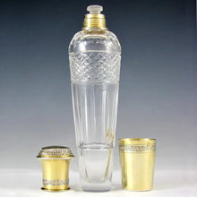 Load image into Gallery viewer, Antique French Sterling Silver Gilt Vermeil Cut Crystal Whiskey Liquor Flask, Lagriffoul &amp; Laval
