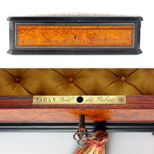 Load image into Gallery viewer, Antique French TAHAN Burl Wood Brass Inlaid Jewelry Box / Casket
