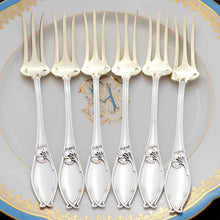 Load image into Gallery viewer, Antique 12pc Art Nouveau French Sterling Silver Dessert Flatware Set
