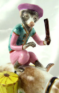 French Porcelaine De Paris Circus Monkey & Dog Figurine