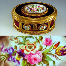 Load image into Gallery viewer, Antique French Signed TAHAN Gilt Bronze &amp; Hand Painted Porcelain Jewelry Casket / Box

