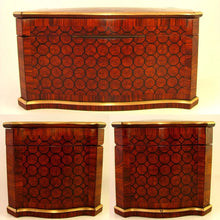 Load image into Gallery viewer, Antique French TAHAN Paris Kingwood Parquetry Inlay Tea Caddy Box
