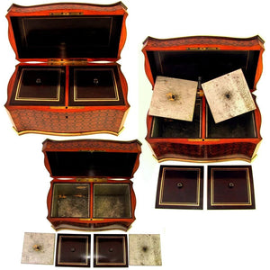 Antique French wood tea caddy box
